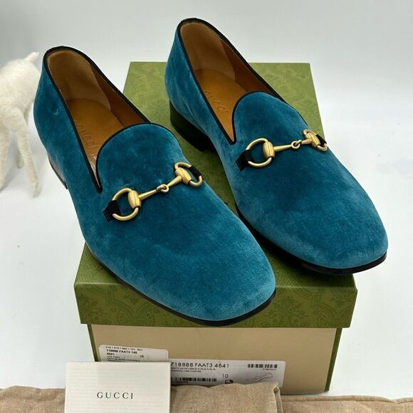 Men’s Gucci horse bit velvet loafers size 10 made in Italy - Picture 1 of 10
